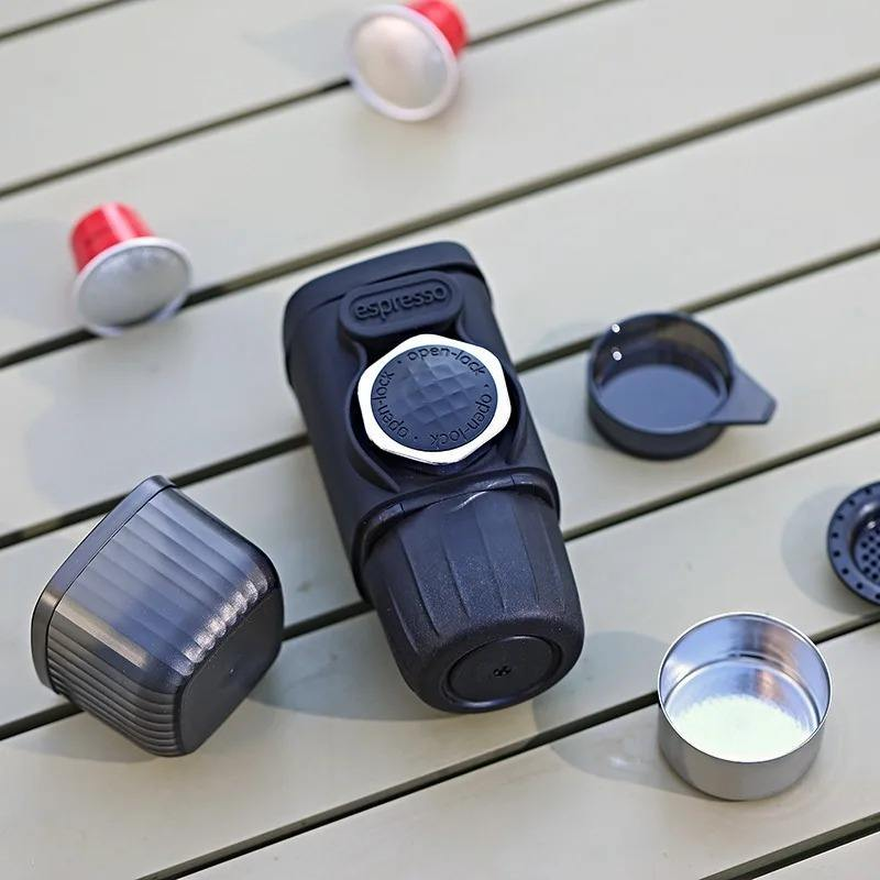 Portable espresso maker with coffee attachments and capsules