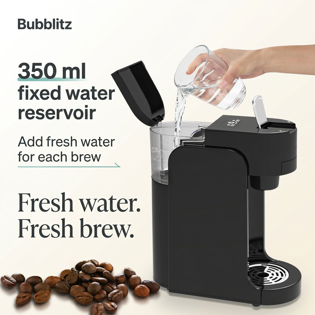 Filling the fixed 350 ml water reservoir