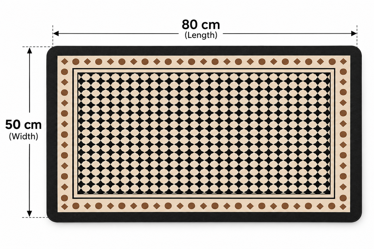 Bubblitz Coffee Machine Mat – Black &amp; Beige Geometric