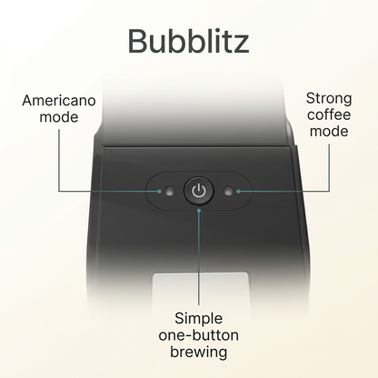 Bubblitz coffee maker one-button brewing controls