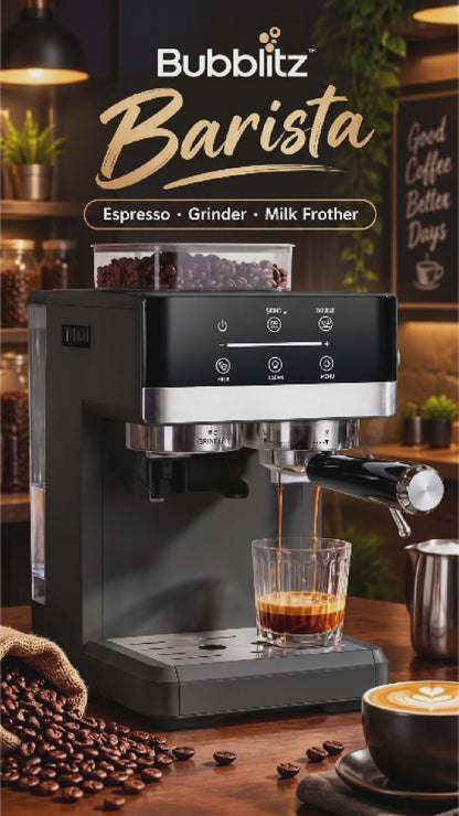 Bubblitz Barista Coffee Machine – Espresso, Grinder and Milk Frother